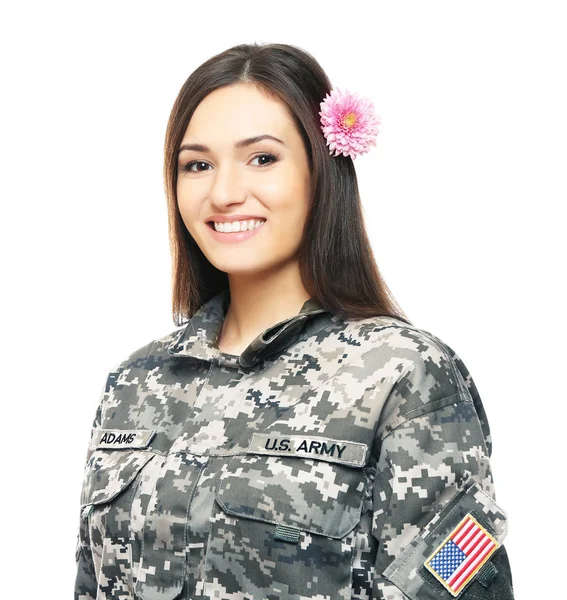 Ganska kvinnlig soldat — Stockfoto