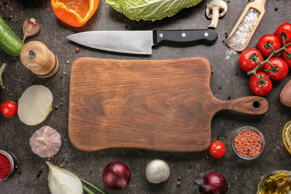Cutting board and vegetables