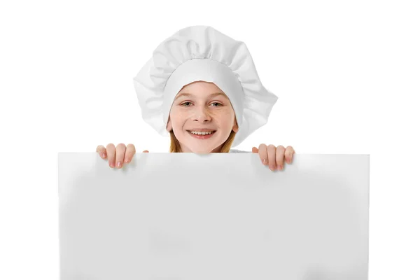 Meisje in uniform van de chef-kok — Stockfoto