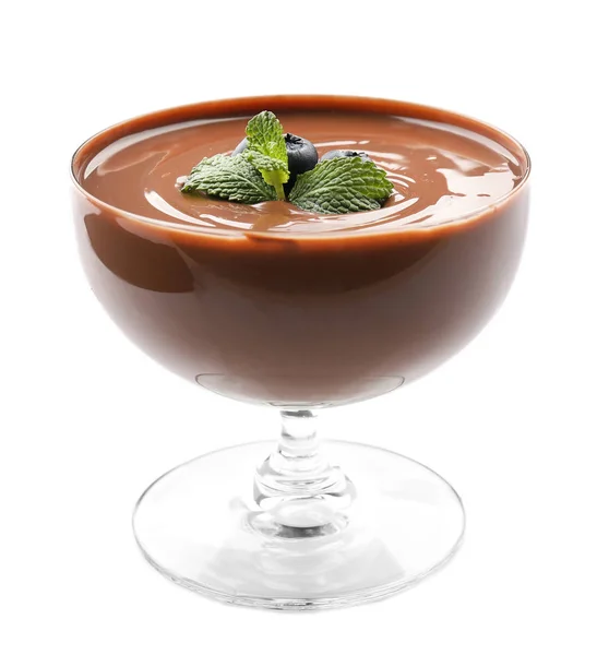 Chocolate mousse with mint — Stock Photo, Image