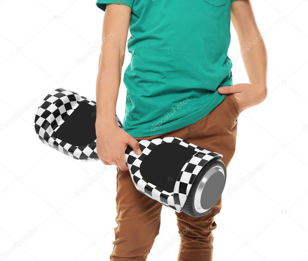 Teenager boy with gyroscooter
