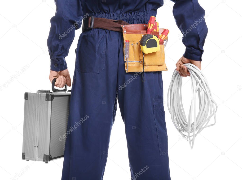 Electrician with tool box 