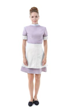 Güzel hizmetçi üniformalı 