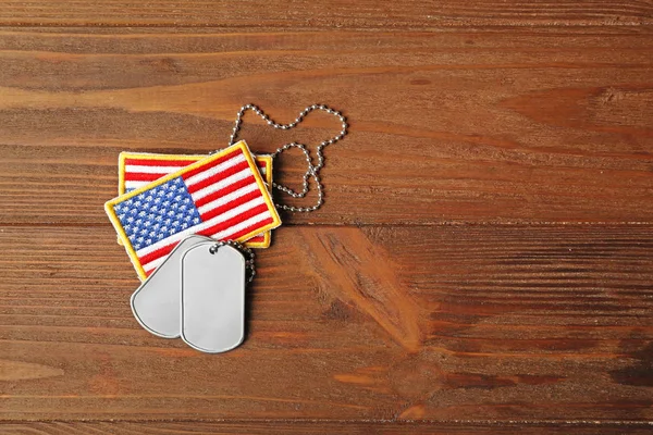 Military ID tags with USA flag