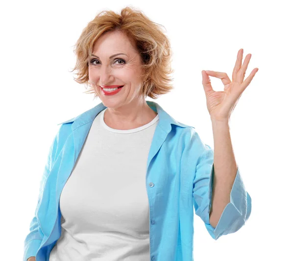 Portrait of beautiful middle-aged woman — Stock Photo, Image