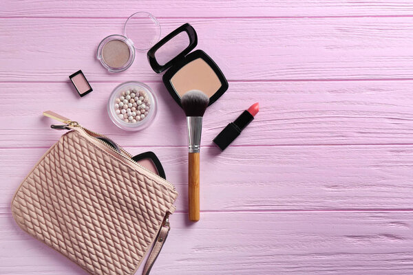 make up bag and decorative cosmetics