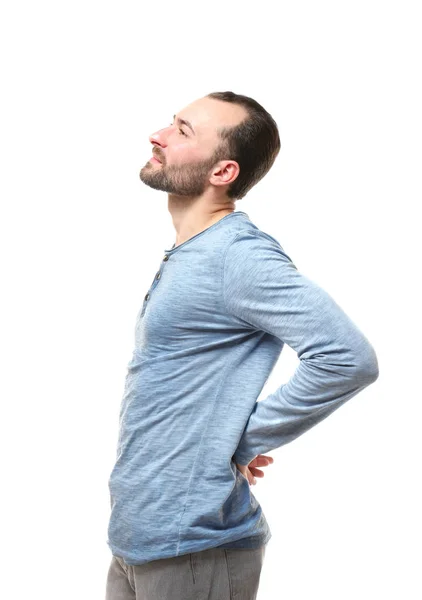 Knappe man die lijden aan rugpijn — Stockfoto