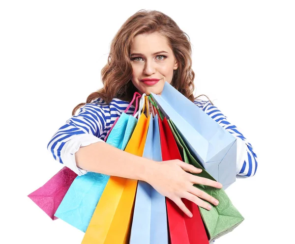 Donna con shopping bags — Foto Stock