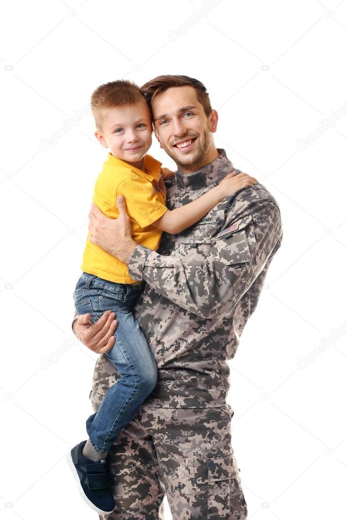 Military father with son