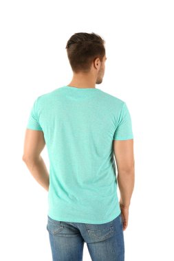 Adam geri, izole üzerinde beyaz