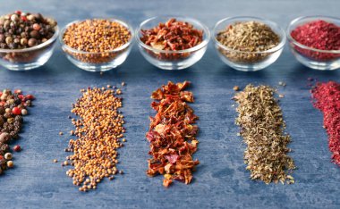 Cam kase içinde çeşitli baharatlar