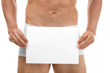Man in boxers holding sheet of paper  clipart