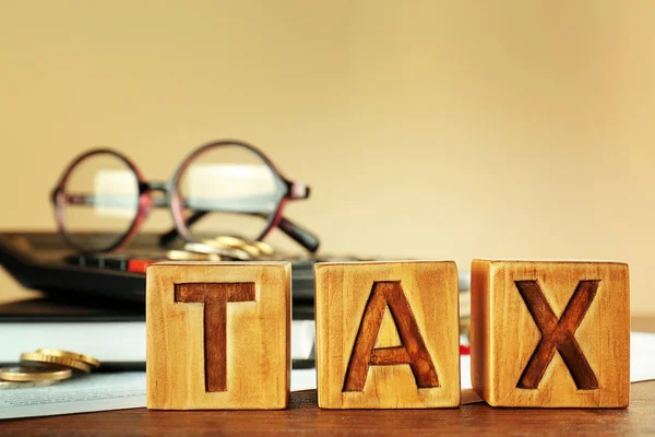 Bloques de madera con Word Tax — Foto de Stock