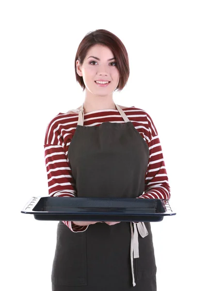 Young woman in apron — Stock Photo, Image