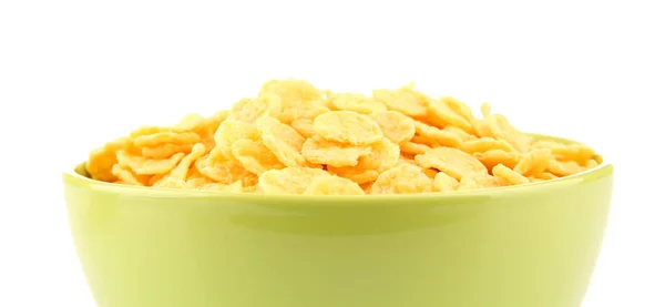 Ciotola verde con cornflakes — Foto Stock