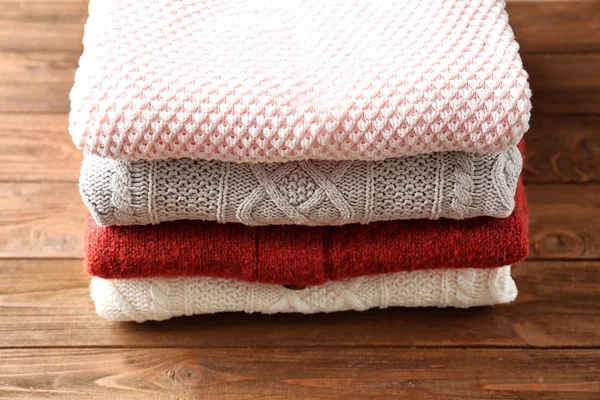 Stack of warm winter clothes — Stock Photo, Image