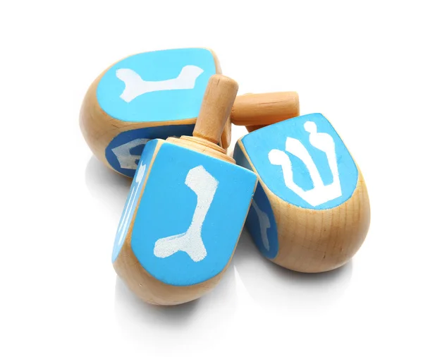 Wooden dreidels for Hanukkah — Stock Photo, Image