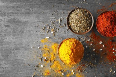 Küçük kase içinde farklı baharatlar 