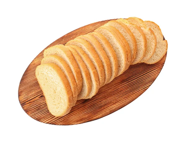 Нарезанный свежий хлеб на деревянной доске — стоковое фото
