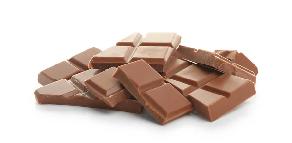 Rozbité kousky mléčné čokolády — Stock fotografie