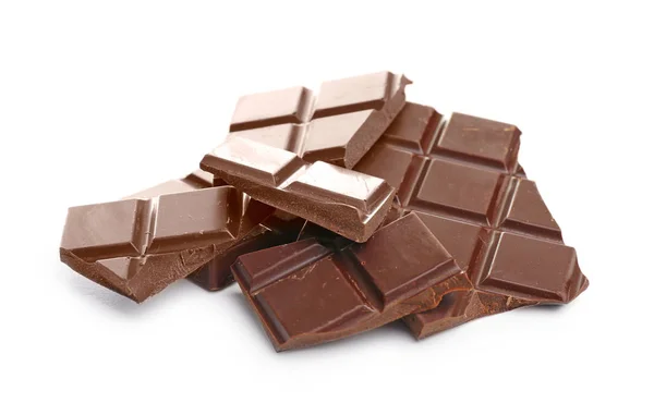 Broken dark chocolate pieces — Stock Photo, Image