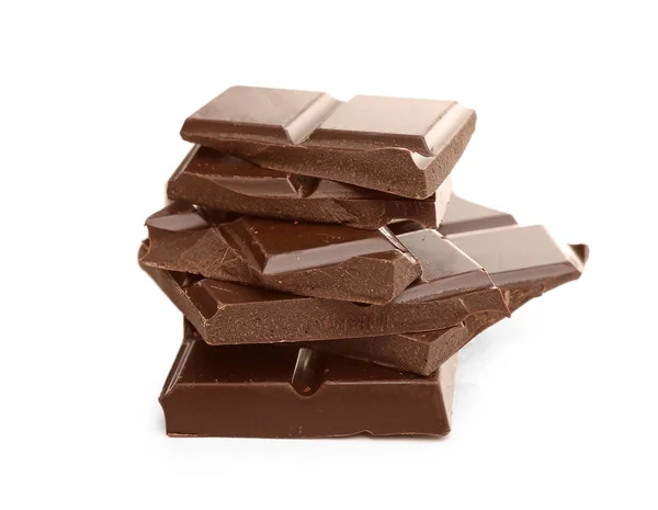 Broken dark chocolate pieces — Stock Photo, Image