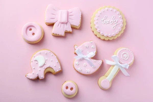 Biscoitos de bebê decorados com esmalte — Fotografia de Stock