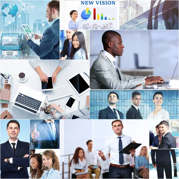 Collage Uomini Affari Concetto Lavoro Squadra — Foto Stock