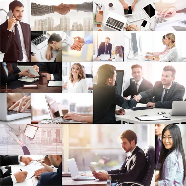 Collage Gente Negocios Concepto Trabajo Equipo — Foto de Stock