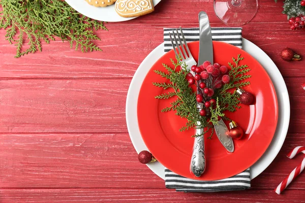 Beautiful Christmas table setting — Stock Photo, Image