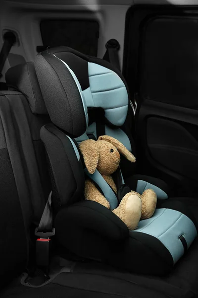 Conejito sentado en el asiento del coche — Foto de Stock