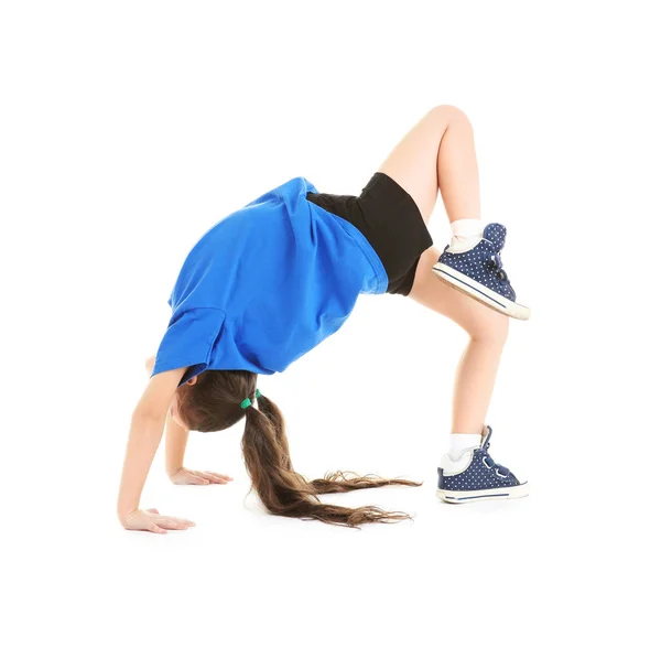 Linda Niña Deportiva Posando Sobre Fondo Blanco — Foto de Stock