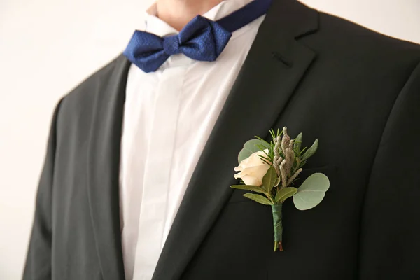 Groom with beautiful boutonniere — Stock Photo, Image