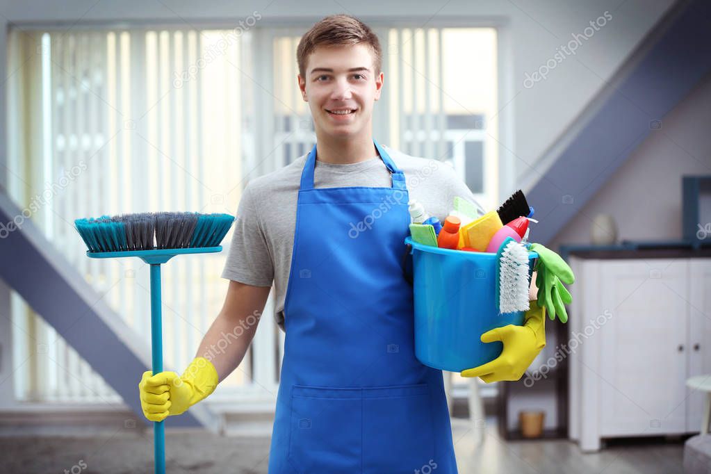 man with cleaning equipment 