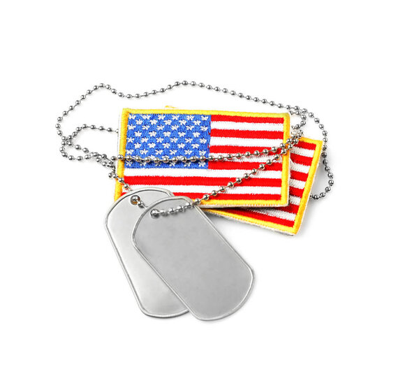 Military ID tags with USA flag