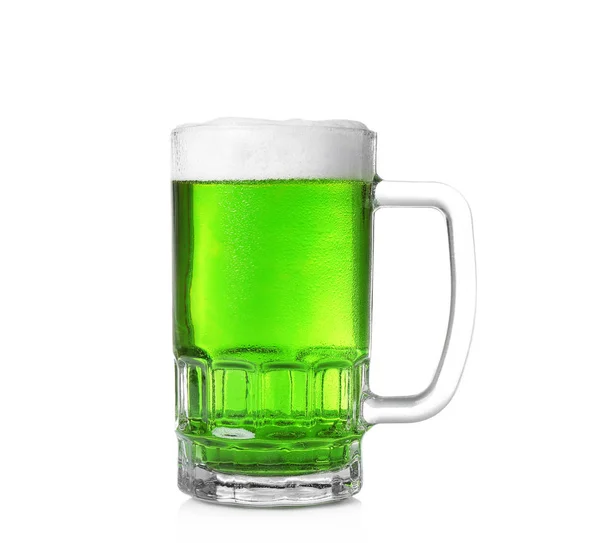 Caneca com cerveja verde fria — Fotografia de Stock