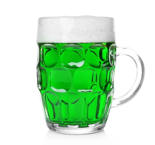 Caneca com cerveja verde fria — Fotografia de Stock