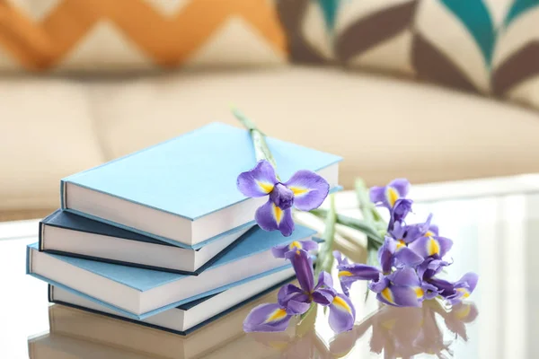 Stack of new books on table — Stock Photo, Image