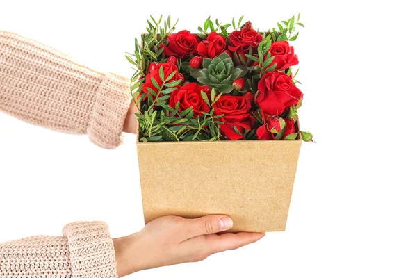 Woman holding beautiful flowers — Stock Photo, Image