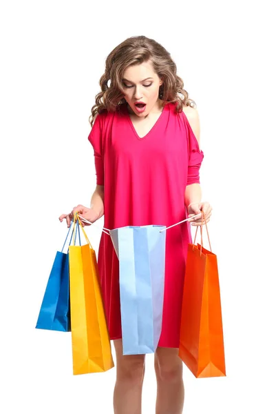 Donna con shopping bags — Foto Stock