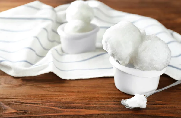 Snowballs in ice cream cup — Stock Photo, Image