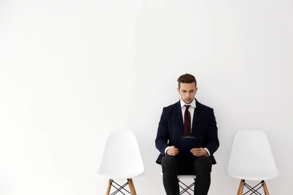 Young man waiting for job interview — Stock Photo, Image