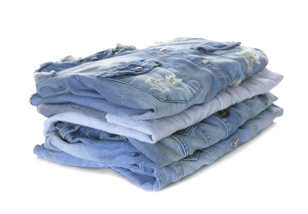 Stack of denim clothes — Stock Photo, Image