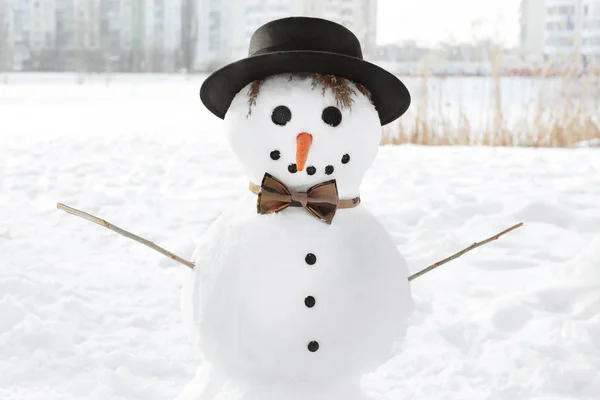 Kışın komik kardan adam — Stok fotoğraf