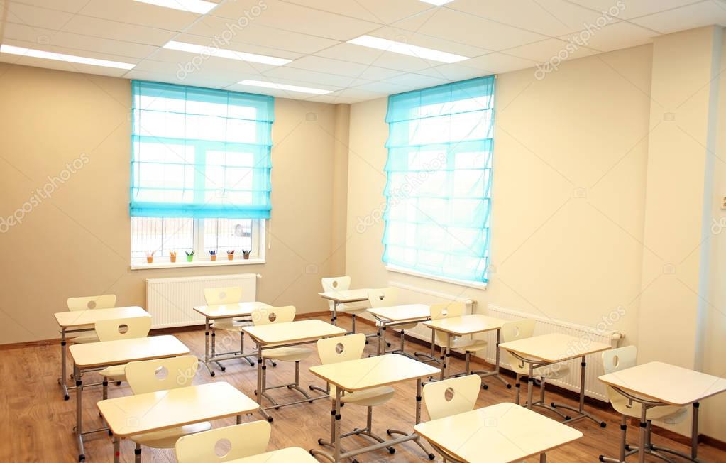 classroom with chairs and desks