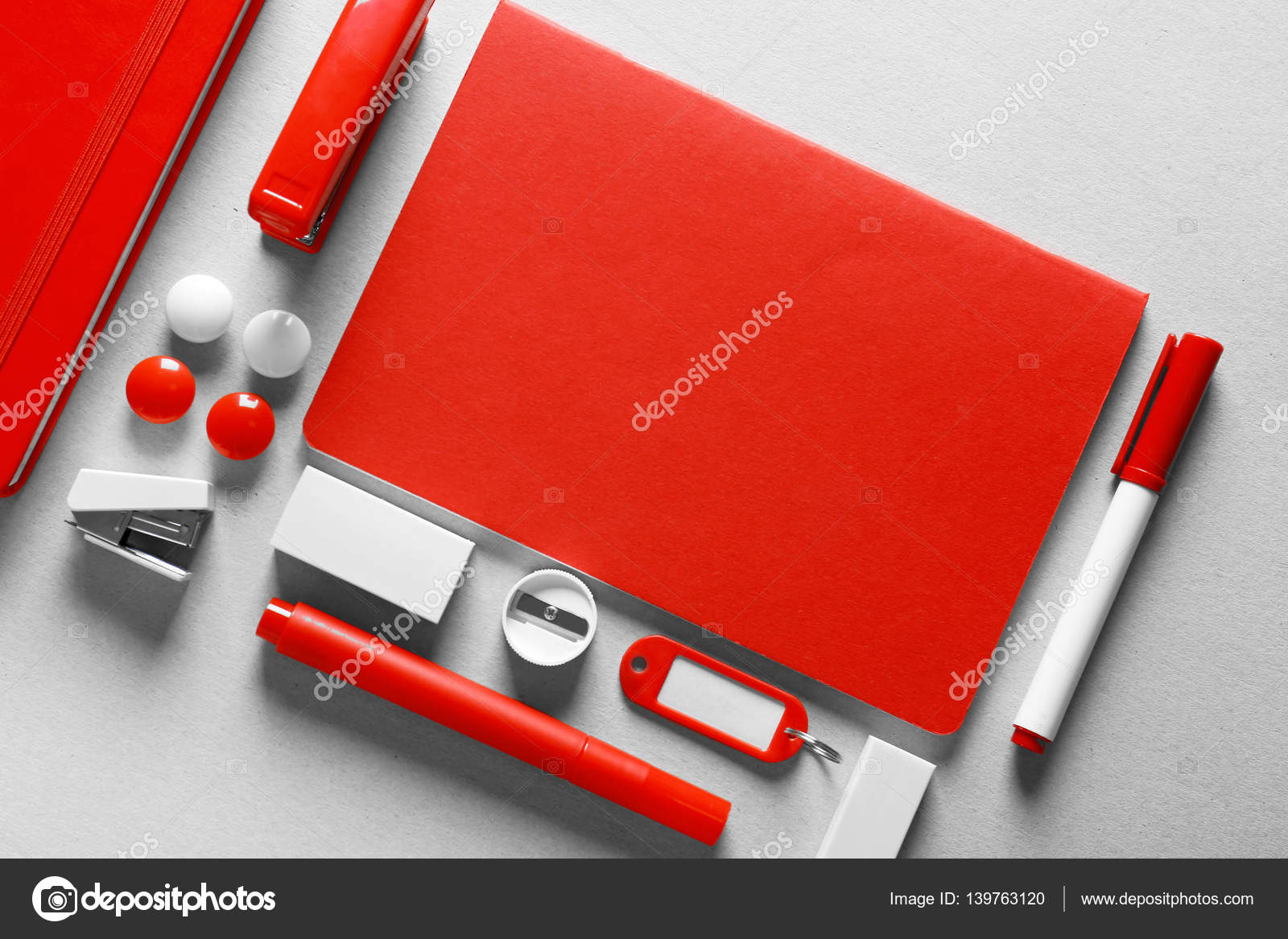 Red stationery set Stock Photo by ©belchonock 139763120