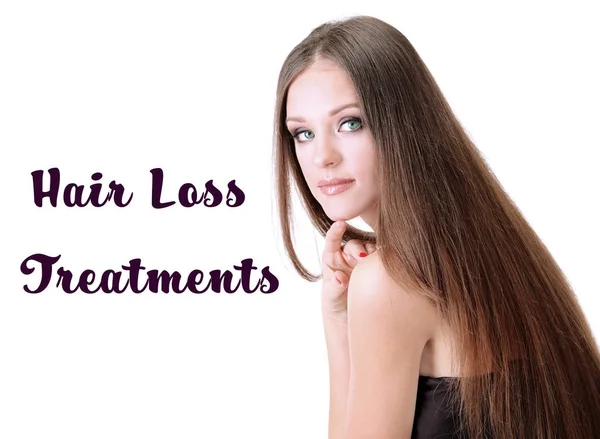 Hair Loss Treatment Concept Young Beautiful Woman White Background — Stock Photo, Image