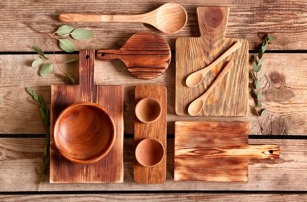 Conjunto de utensilios de cocina de madera — Foto de Stock