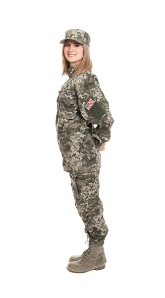 Hezká žena voják — Stock fotografie