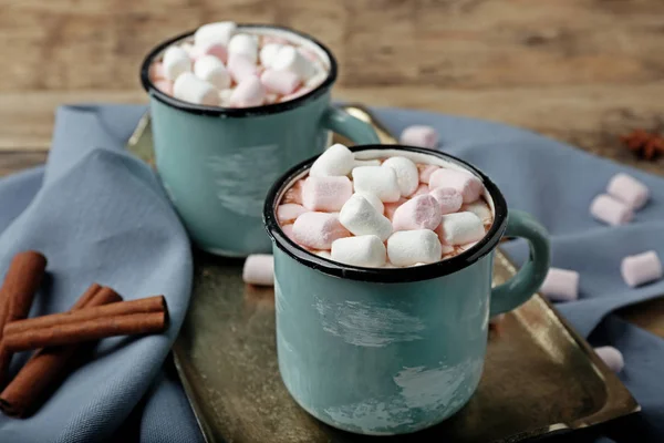 Sıcak kakao marshmallows ile bardak — Stok fotoğraf